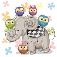 FOTOTAPETA dla dziecka SOWY SÓWKI SŁONIK MOTYLKI