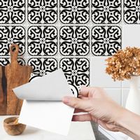 Naklejki Laminowane Czarno-Białe ORNAMENTY Styl Retro Zestaw 24 szt. 20x20