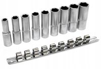 KLUCZE 10-22mm DŁUGIE NASADKI HEX 1/2 NA SZYNIE 9x
