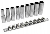 KLUCZE 10-22mm DŁUGIE NASADKI HEX 1/2 NA SZYNIE 9x