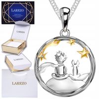 Naszyjnik Srebrny Mały chłopiec z Lisem Złote Gwiazdy Lis Niebo SREBRO