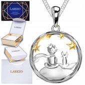 Naszyjnik Srebrny Mały chłopiec z Lisem Złote Gwiazdy Lis Niebo SREBRO