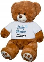 PLUSZOWY MIŚ brązowy z koszulką Z HAFTEM dla dziecka z imieniem baby shower