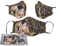 Maseczka ochronna - G. Klimt, Pocałunek i Drzewo życia, czarne tło (CARMANI)