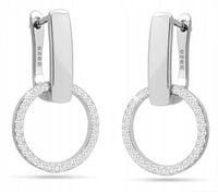 KOLCZYKI SREBRNE KOŁA Z CYRKONIAMI SZLIF DIAMENTOWY SREBRO 925 STYL CASUAL