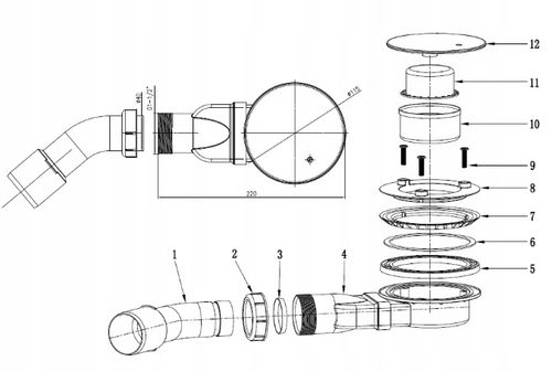 Syfon do brodzika Slim 90mm bardzo niski na Arena.pl