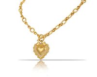 naszyjnik z sercem zdobionym kryształkami, z kokardką (c23/zim/82/1au)