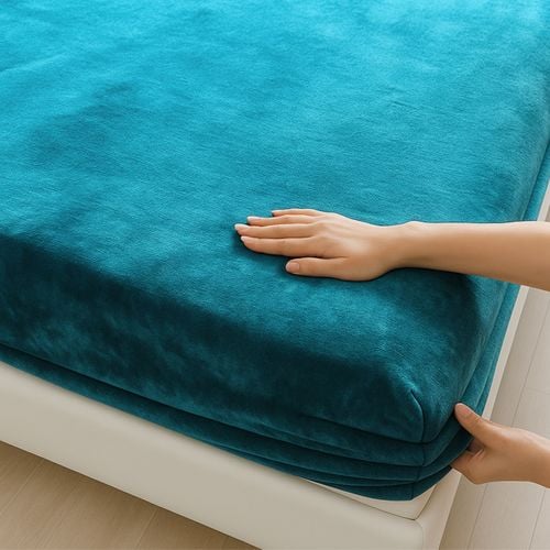 PRZEŚCIERADŁO Z GUMKĄ 140x200 PLUSZOWE POLAROWE MIŚ MIĘKKIE CIEPŁE TURKUSOWE na Arena.pl