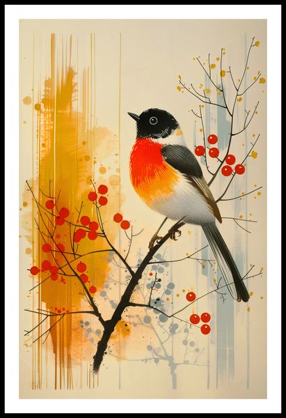 Plakat 53x81cm Jesienny Rudzik zdjęcie 3