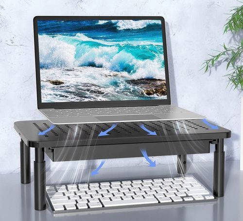Stolik Pod Laptop Drukarkę Monitor Do 20kg Regulowany Z Szufladą Czarny na Arena.pl