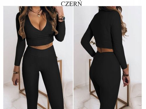 Komplet BLUZKA TOP LEGGINSY dopasowane Z WYSOKIM STANEM elastyczne L/XL na Arena.pl