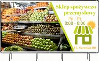 BANER REKLAMOWY 300x150 cm projekt w cenie SKLEP SPOŻYWCZO PRZEMYSŁOWY