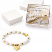 Bransoletka Różaniec z Grawerem Agat Serduszko Pamiątka Prezent na Komunię