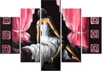 105CM 150CM OBRAZ 5 ELEM PIĘKNA DZIEWCZYNA CZERWIENI DRUK