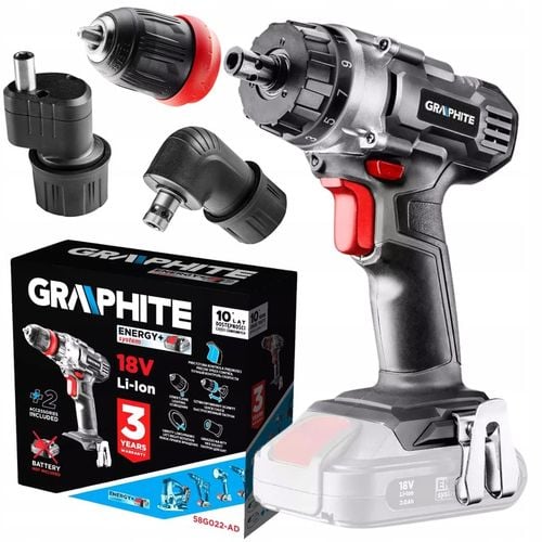 GRAPHITE Wiertarko Wkrętarka Akumulatorowa 18V Energy + 3 Adaptery na Arena.pl