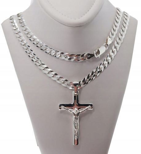 SREBRNY PEŁNY ŁAŃCUSZEK MĘSKI PANCERKA Z KRZYŻYKIEM PR. 925 + GRAWER GRATIS na Arena.pl
