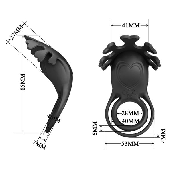 Pretty Love - Vibrant Penis Ring Ruben Black, 7 Vibration Functions zdjęcie 8