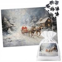 PUZZLE TRADYCYJNE - ŚWIĄTECZNE WZORY MIKOŁAJ RENIFER PREZENT - 96 el
