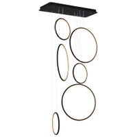 LAMPA wisząca MDECO SLIM/000019/4000/B metalowa OPRAWA listwa LED 130W 4000K zwis kaskada pierścienie rings czarne