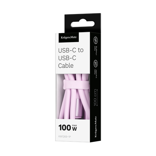 Kabel USB C - USB C 100 W 1 m silikonowy różowy Kruger&Matz Basic na Arena.pl