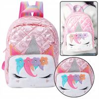 2X Plecak Dziecięcy Szkolny Pikowany Jednorożec Różowy 32cm
