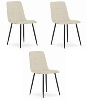 Krzesło beżowe tapicerowane KARA aksamit 3 szt loft nowoczesne