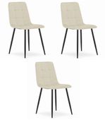 Krzesło beżowe tapicerowane KARA aksamit 3 szt loft nowoczesne