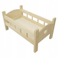 DREWNIANE ŁÓŻECZKO DLA LALEK GRAWER SERCE POŚCIEL KRÓLIK PUCIO NA PREZENT