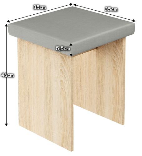 Taboret stołek do toaletki dąb sonoma na Arena.pl