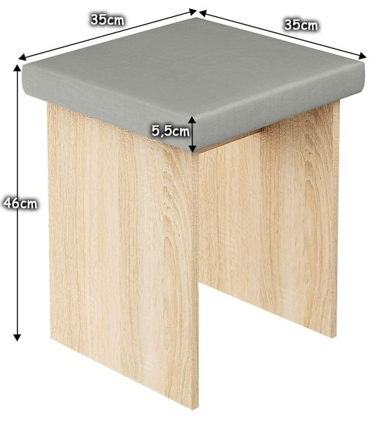 Taboret stołek do toaletki dąb sonoma zdjęcie 3