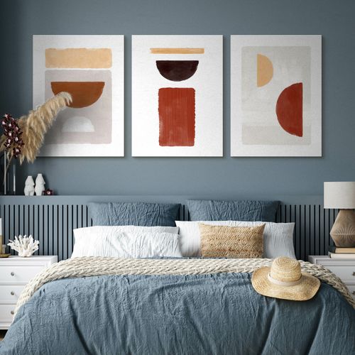 OBRAZY DO SYPIALNI SET AZTECKI WZORY STYL BOHO ABSTRAKCJA 90cm x 40cm na Arena.pl