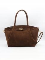 Torebka Flora&Co duża czekoladowa zamsz eco zamszowa ciemny brązowa shopper