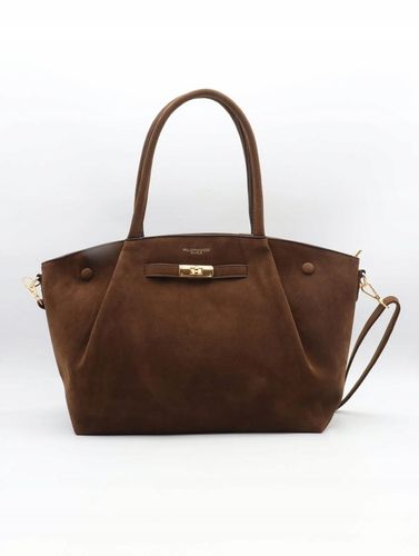 Torebka Flora&Co duża czekoladowa zamsz eco zamszowa ciemny brązowa shopper na Arena.pl