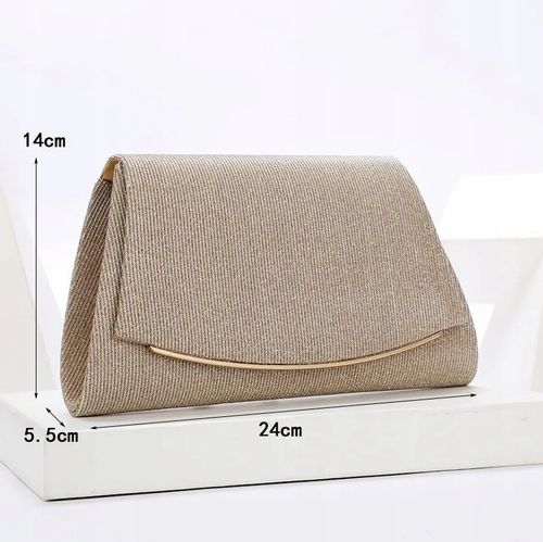 Złota Torebka Wieczorowa Kopertówka Wizytowa Mała Łańcuszek Elegancka na Arena.pl