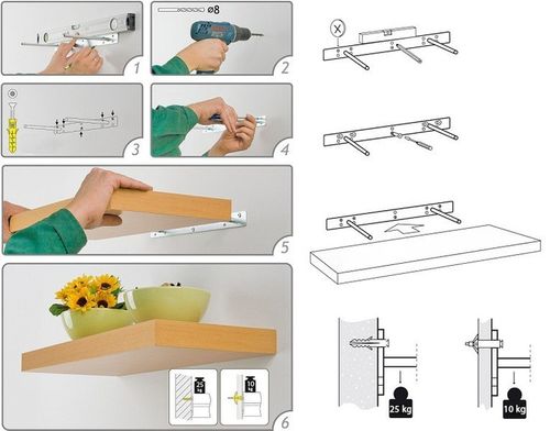 Półka ścienna samowisząca - FS - 60x23 cm - Czarny na Arena.pl