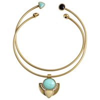 naszyjnik kolia podwójna obręcz blue stone n229