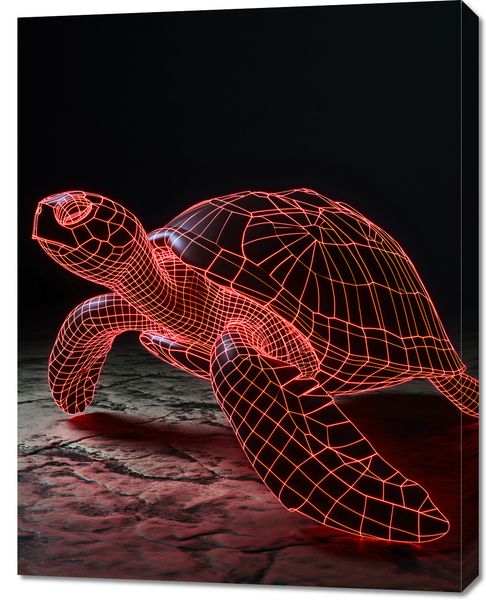 Obraz 70x90cm Neonowy Żółw zdjęcie 1