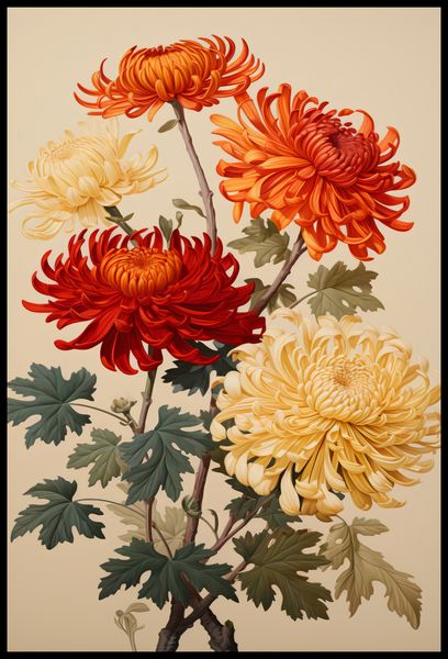 Plakat 68x101cm Tańczące Chryzantemy zdjęcie 2