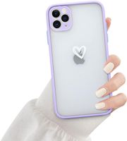 Etui iPhone 11 Pro przezroczyste matowe serca silikon fioletowe