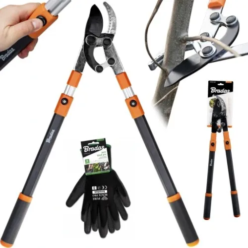 SEKATOR TELESKOPOWY KOWADEŁKOWY DO GAŁĘZI KRZEWÓW PĘDÓW OGRODOWY + RĘKAWICE na Arena.pl