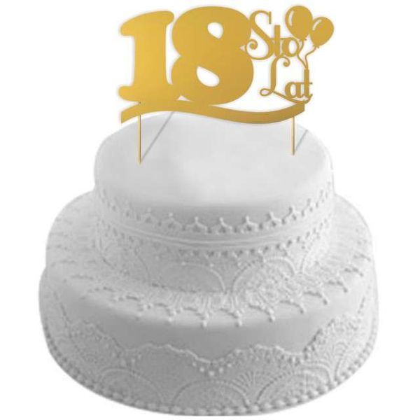 Dekoracja na tort papierowa "Urodziny 18", złota,  17 cm na Arena.pl