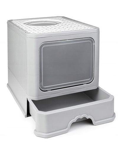 KUWETA DLA KOTA Z SZUFLADĄ ZAMKNIĘTA DUŻA KRYTA NA ŻWIREK TOALETA ŁOPATKA na Arena.pl