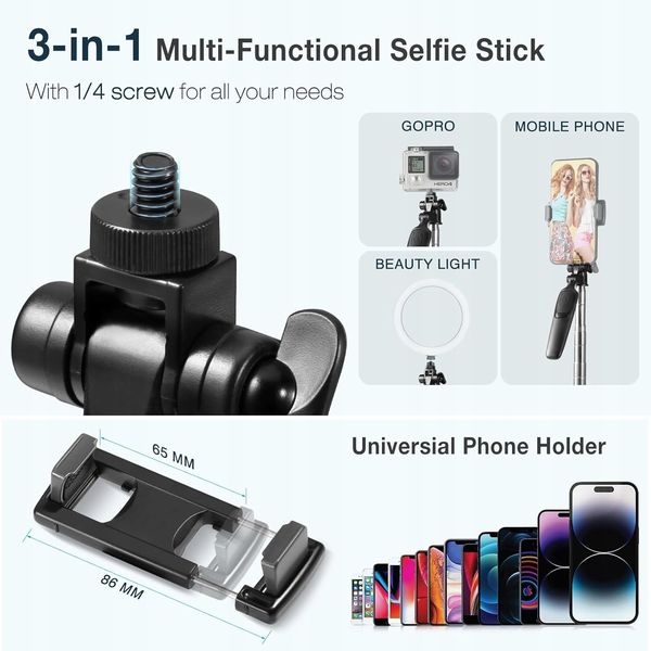 Vinabo 3 w 1 Kijek do selfie Bluetooth, statyw do smartfona 4C1 zdjęcie 2