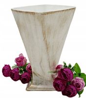 WAZON FLAKON BIAŁY NA KWIATY NA GRÓB PLASTIKOWY ELEGANCKI NOWOCZESNY