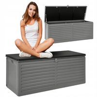 SKRZYNIA OGRODOWA 390 LITRÓW BALKONOWA KUFER SIEDZISKO ANTRACYT 390L