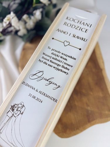 skrzynka na wino prezent dla RODZICÓW ŚWIADKÓW CHRZESTNYCH ŚLUB WESELE na Arena.pl