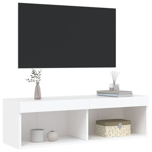 Szafka TV z oświetleniem LED, biała, 100x30x30 cm na Arena.pl