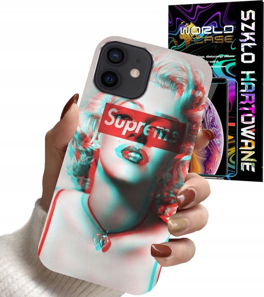 ETUI DO IPHONE 12 - Monroe MODNE KOBIECE WZORY + SZKŁO zdjęcie 1