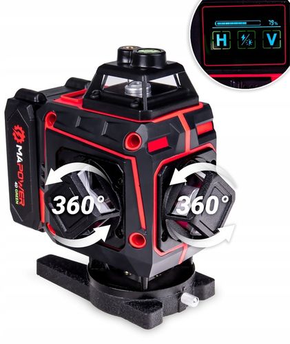 LASER KRZYŻOWY POZIOMICA LASEROWA 360 PŁASZCZYZNOWA LASER ZIELONY + na Arena.pl