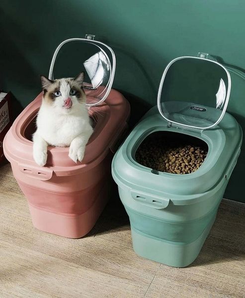 DUŻY POJEMNIK NA KARMĘ DLA PSA SKŁADANY SILIKON RÓŻOWY zdjęcie 12